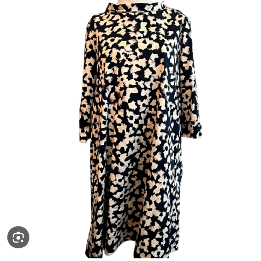 COS Abstract Black and Cream Midi Dress